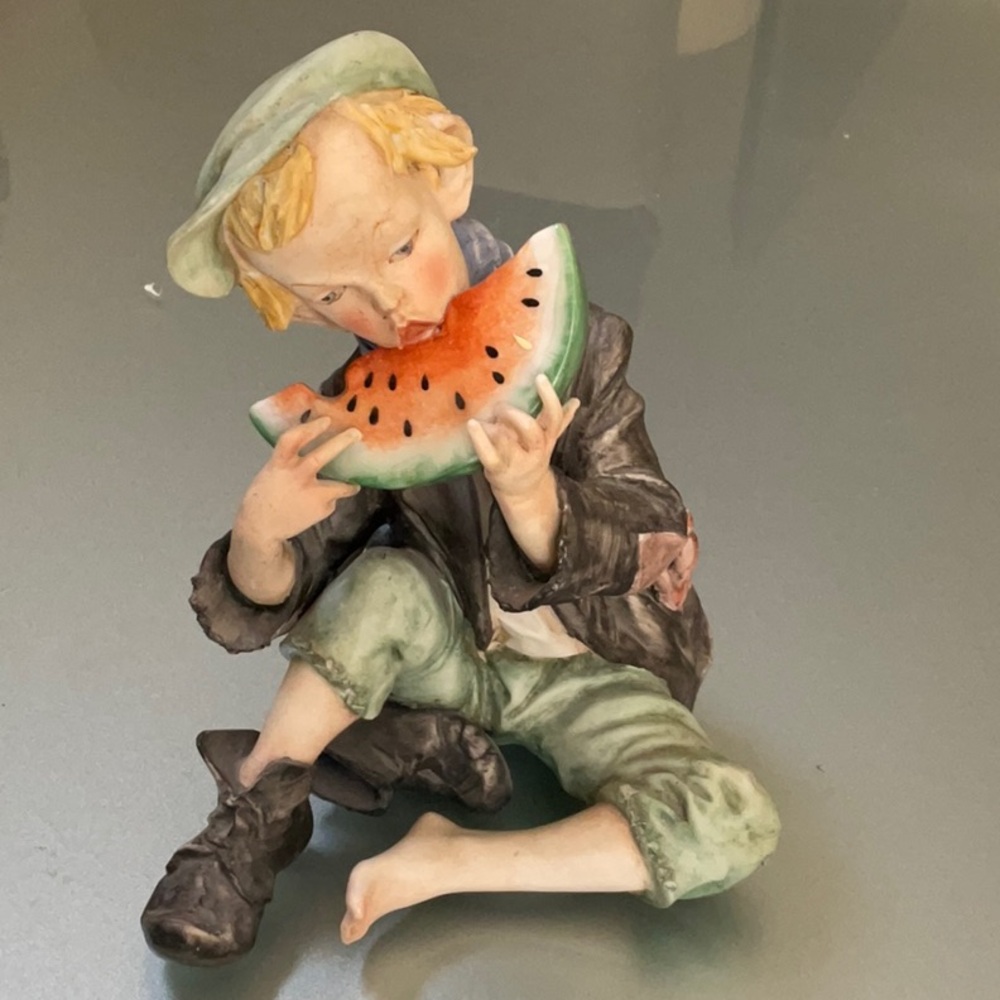 Vintage Boy Eating Watermelon Figurine